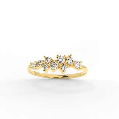 Brillant Goldring 9 Diamanten 0,21 Karat 585er 14 K Weißgold Gelbgold Rosegold