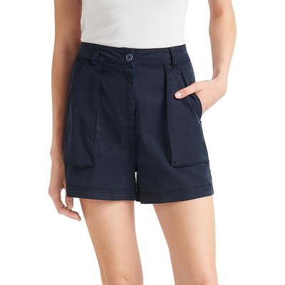 Великолепные женские темно-синие мини-шорты с высокой посадкой и однотонной талией XS BHFO 0578