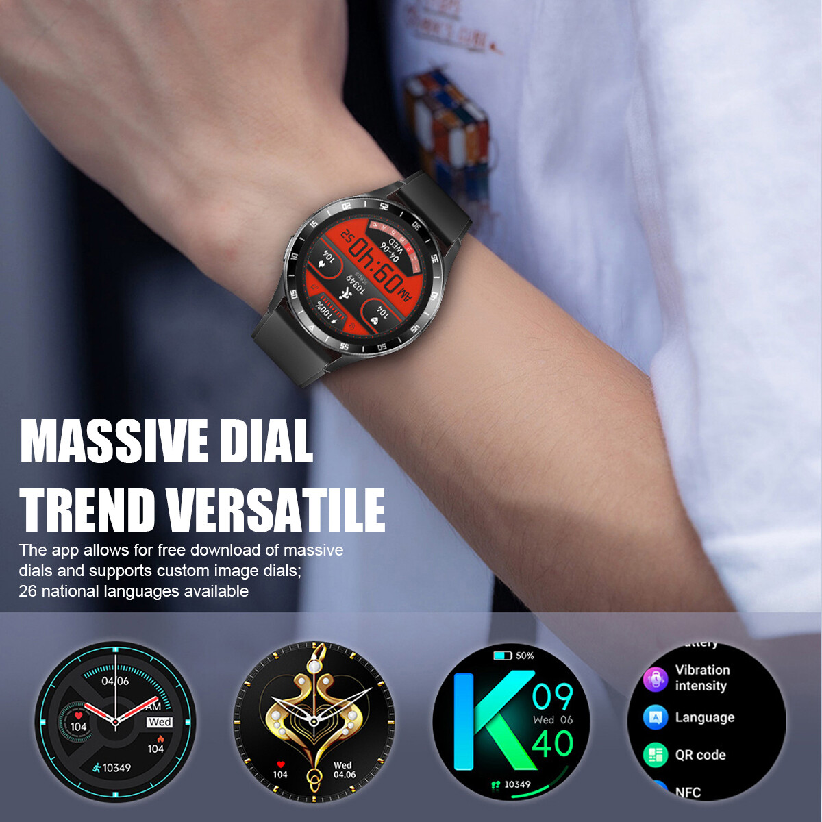 Smart Watch with Earbuds Men Smartwatch 2 in 1 Wireless Headset For iOS Android