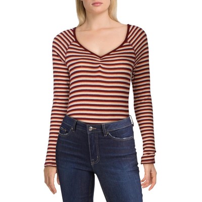 

Self E Женское розовое трикотажное боди в рубчик в полоску, топ для юниоров  BHFO 6954, Pink/red/ivory