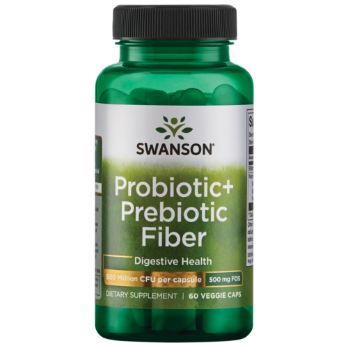 Swanson Probiotic+ Prebiotic Fiber 500 Million Cfu 60 Veggie