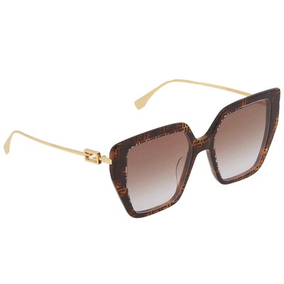FENDI FENDI BROWN GRADIENT BUTTERFLY LADIES SUNGLASSES FE40012U 55F 55 FE40012U 55F 55