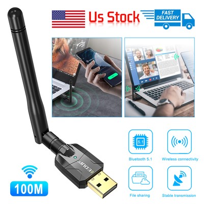 Bluetooth V5.2 Adapter Fast Wireless 100M Long Range Dongle EDR Fit PC Desktop
