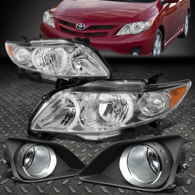 ХРОМИРОВАННАЯ ФАРА КОРПУСА + ЯНТАРНЫЙ УГОЛОК + ПРОЗРАЧНАЯ ПРОТИВОТУМАННАЯ ФАРА ДЛЯ TOYOTA COROLLA 09-10