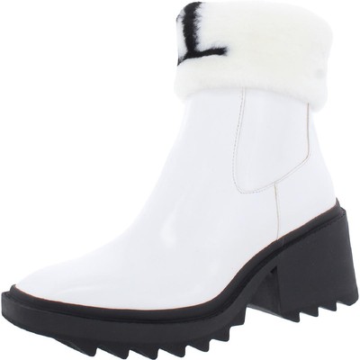 

Karl Lagerfeld Paris Женские Ботильоны Carey White 5.5 Medium (B,M) BHFO 6300, Bright white/black patent polyurethane/faux fur