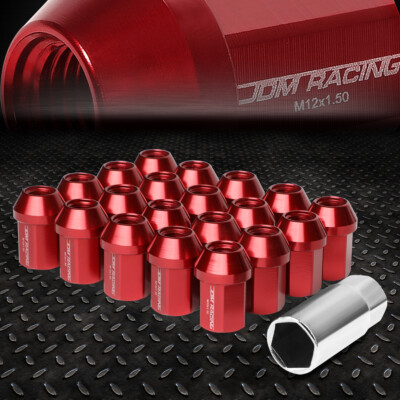 JDM 20ШТ КРАСНЫЙ M12X1.5 25 ММ X 35 ММ АЛЮМИНИЕВЫЕ ГАЙКИ С ЗАКРУГЛЕННЫМИ КОНЦАМИ + УДЛИНИТЕЛЬ С ГЛУБОКИМ ПРИВОДОМ