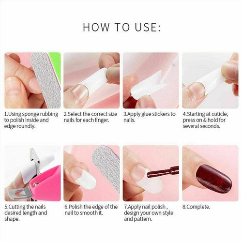 500pc False Nail Tips Full Cover 12 Colors Dried Flower UV Gel Nails Acrylic DIY