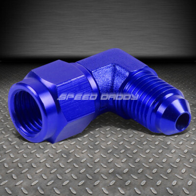 3AN AN-3 3/16 МУЖСКОЙ ЖЕНСКИЙ 90-ГРАДУСНЫЙ ШТУЦЕР ДЛЯ ПЕРЕГОРОДКИ С СИНЕЙ АЛЮМИНИЕВОЙ ОТДЕЛКОЙ