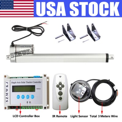 Single Axis Solar Tracker DIY Kit -12'' Linear Actuator &Sun Tracking Controller