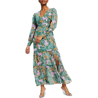 

Женское зеленое шифоновое платье макси с узором пейсли Bar III Petites  BHFO 0018, Patricia paisly