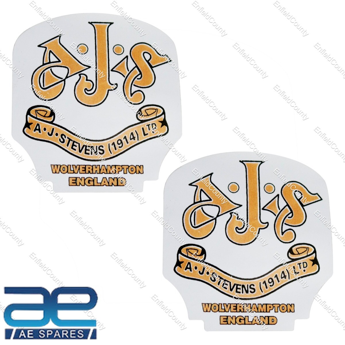 Toolbox Oil Tank Sticker Decal Set of 2 Pcs For AJS Motorcycles