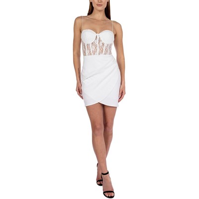 Женское белое кружевное корсетное мини-облегающее платье B. Darlin для юниорок 0 BHFO 1617
