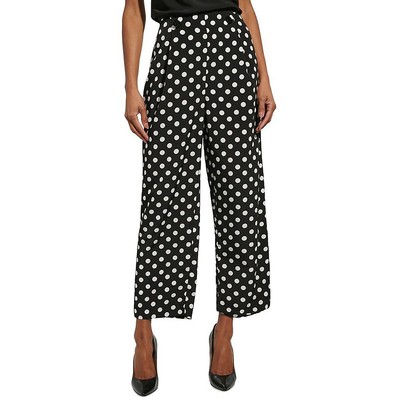Женские широкие брюки Karl Lagerfeld Paris черного цвета в горошек с боковой молнией 12 BHFO 7052