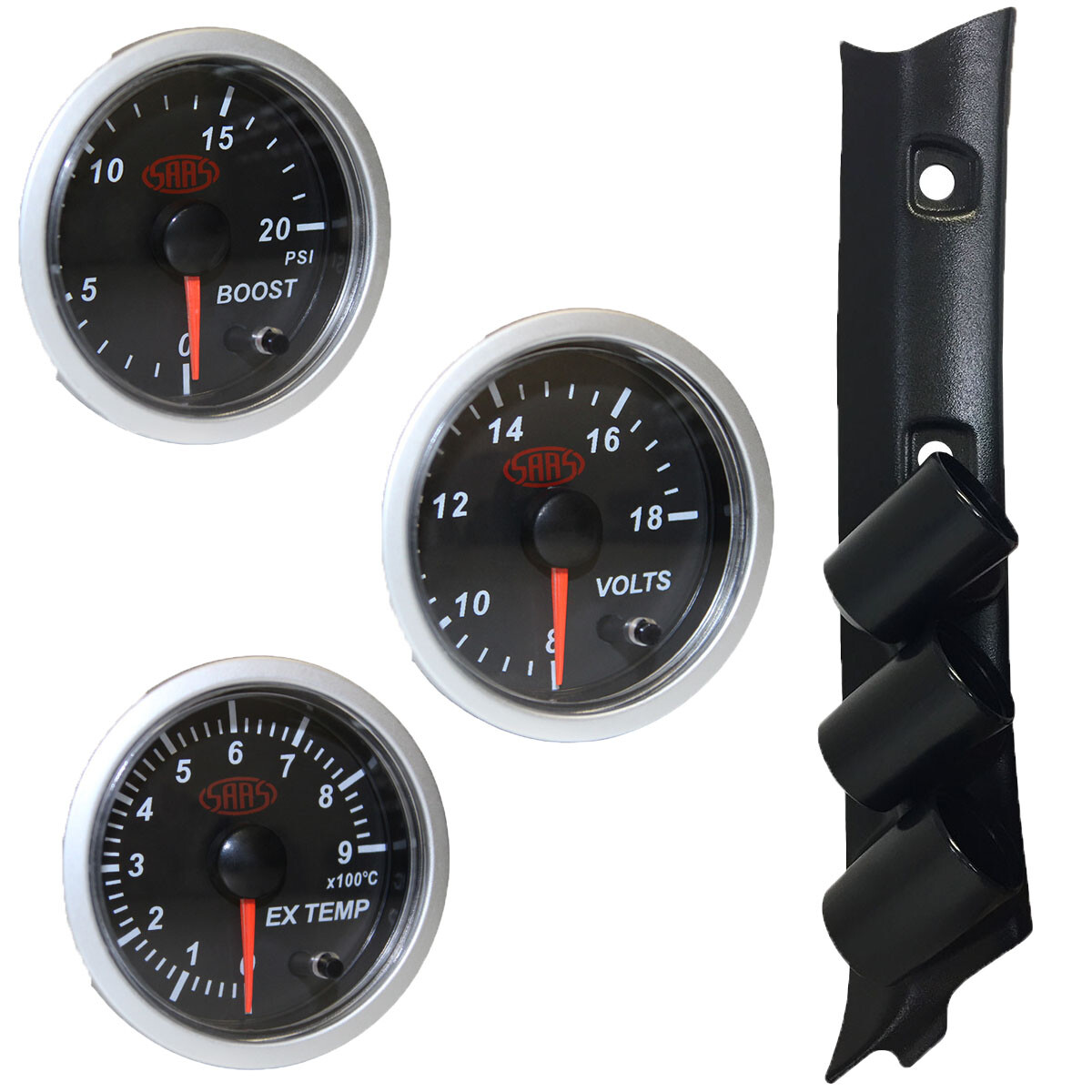 SAAS 3 Gauge Pillar Pod for Nissan GU Patrol 9715 inc Boost Exhaust