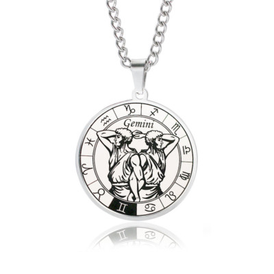 12 Horoscope Astrology Zodiac Letter Birth Sign Stainless Chain Necklace Gift