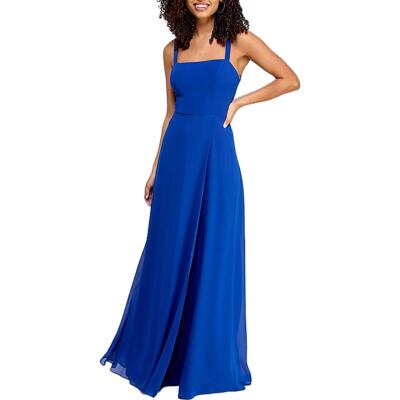 City Studio Womens Blue Lace Back Long Evening Dress Gown Juniors 5/6 BHFO 1252