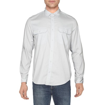 

Мужская серая повседневная рубашка с эластичным воротником Calvin Klein Jeans  BHFO 8629, Micro chip