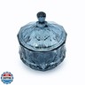 EWEIGEER 8oz Glass Candy Dish with Lid,Small Crystal Candy Jar,Apothecary Jar for Cotton Balls,Q Tips, Small Accessories,Office,Bathroom,Dining Room Organizer(Gray)