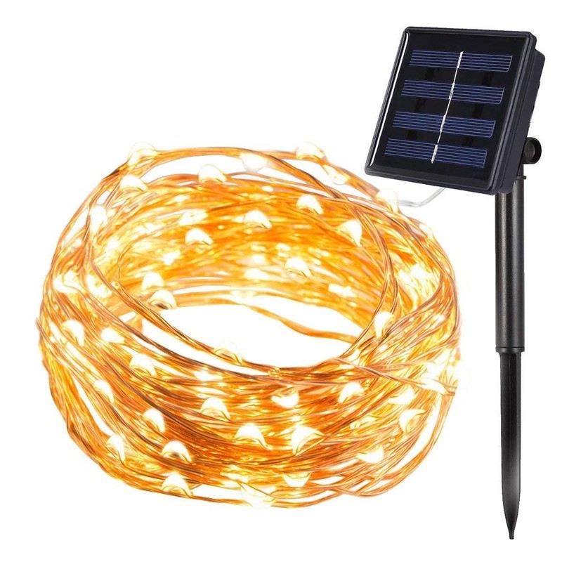 100 200 Led Kupferdraht Solar Lichterkette Garten Weihnachten