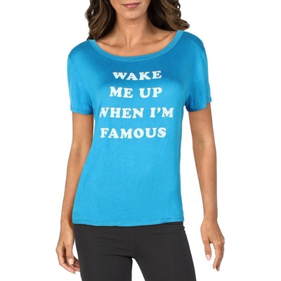 Prince Peter Womens Wake Me Up When I'm Famous Blue Comfy Pajama Top S BHFO 0274