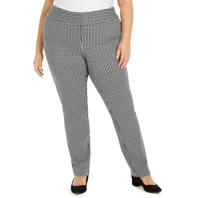 Женские черно-белые клетчатые брюки Alfani с высокой посадкой и прямыми штанинами Plus 14W BHFO 0786