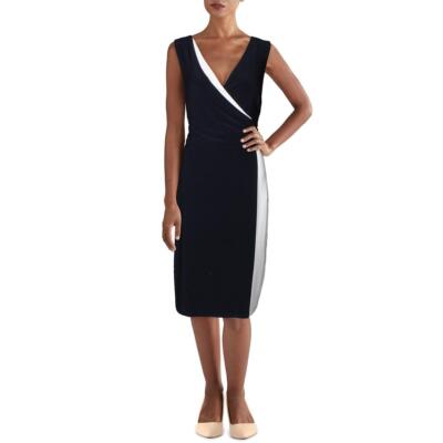

Женское коктейльное платье с искусственным запахом Lauren Ralph Lauren Maribella BHFO 3859, Navy/white