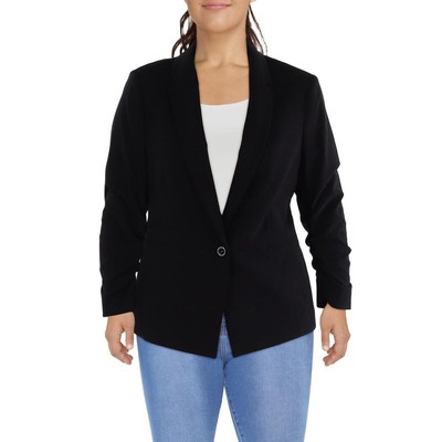 Tahari ASL Womens Black Knit Long Sleeves One-Button Blazer Jacket 4 BHFO 8164