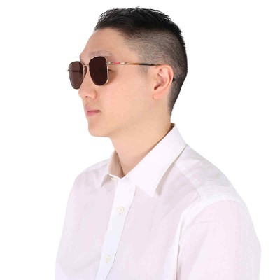 Pre-owned Gucci Brown Square Men's Sunglasses Gg1350s 002 58 Gg1350s 002 58