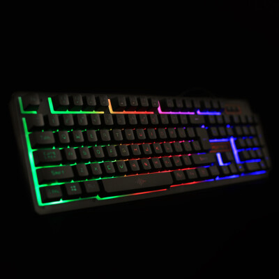 Rainbow LED Gaming Keyboard and Mouse Set Multi-Colored Backlight Mouse