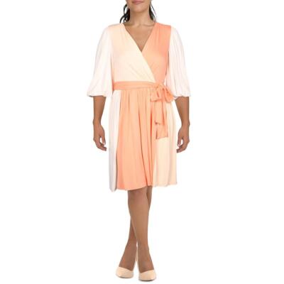 

Calvin Klein Женское оранжевое платье миди с запахом и цветными блоками  BHFO 2892, Kpi
