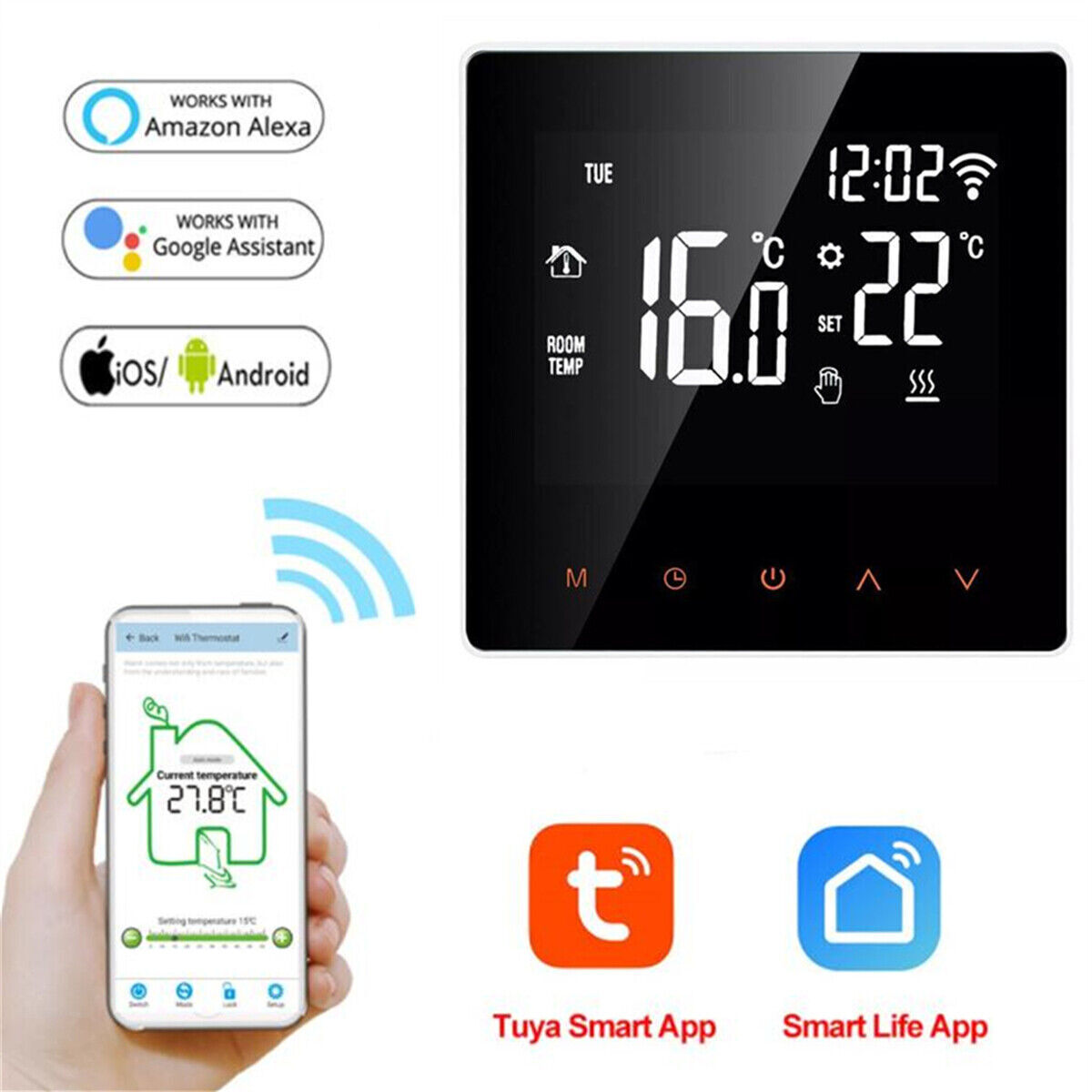 Tuya WiFi LCD Digital Smart Thermostat Remote Controller Home For Google Alexa