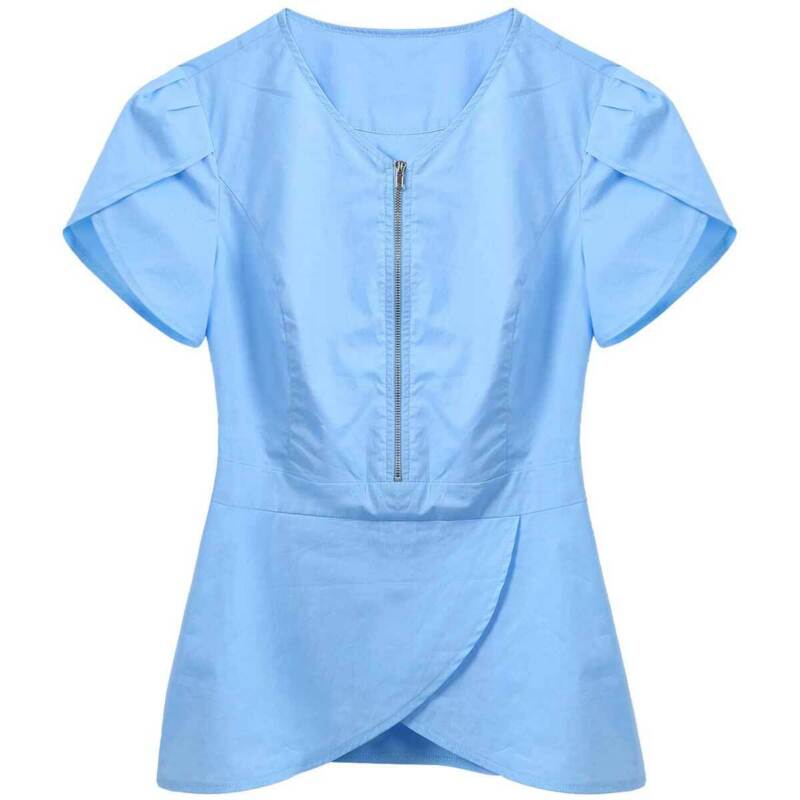 Women/'s Fashion Nursing Scrub Tops Uniforms V Neck Petal Short Sleeves Top #S-XL