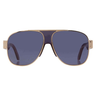 Pre-owned Dior Blue Pilot Ladies Sunglasses Dignature A3u Cd40071u 10v 61