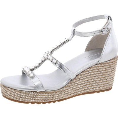 Naturalizer Womens Serena Silver Ankle Strap Shoes 7.5 Medium (B,M) BHFO 4729