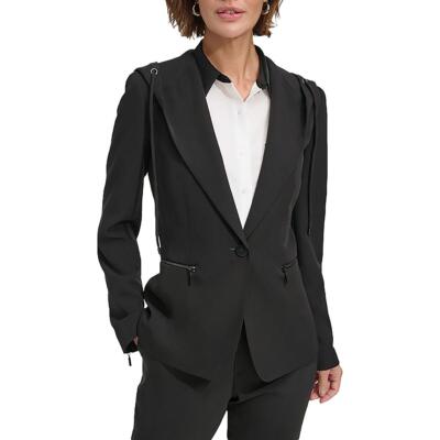Женская офисная рабочая одежда DKNY с капюшоном и блейзером на одной пуговице BHFO 4637