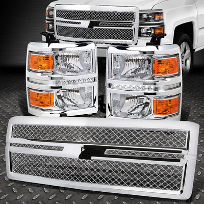 ФАРА В КОРПУСЕ CHORME + LED DRL + ЯНТАРНЫЙ СИГНАЛ + РЕШЕТКА ИЗ АБС-ПЛАСТИКА ДЛЯ 14-15 SILVERADO