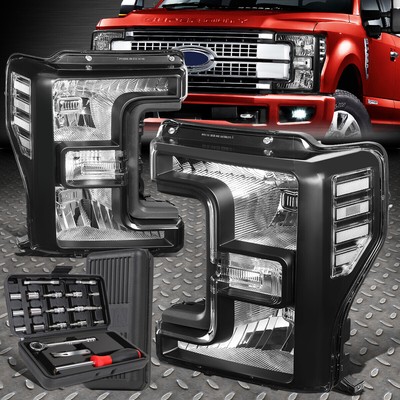 ДЛЯ 17-19 FORD F250 F350 F450 F550 СВЕРХПРОЧНЫЕ ЧЕРНЫЕ ФАРЫ + НАБОР ИНСТРУМЕНТОВ