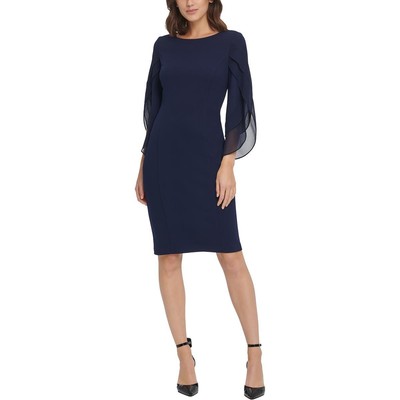 Женское офисное платье DKNY с рукавом 3/4 длиной до колена для работы Petites BHFO 1162