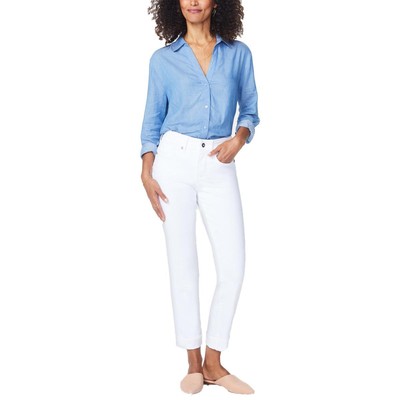 Женские джинсы Marilyn White Denim NYDJ с прямыми манжетами на щиколотках 14 BHFO 9956
