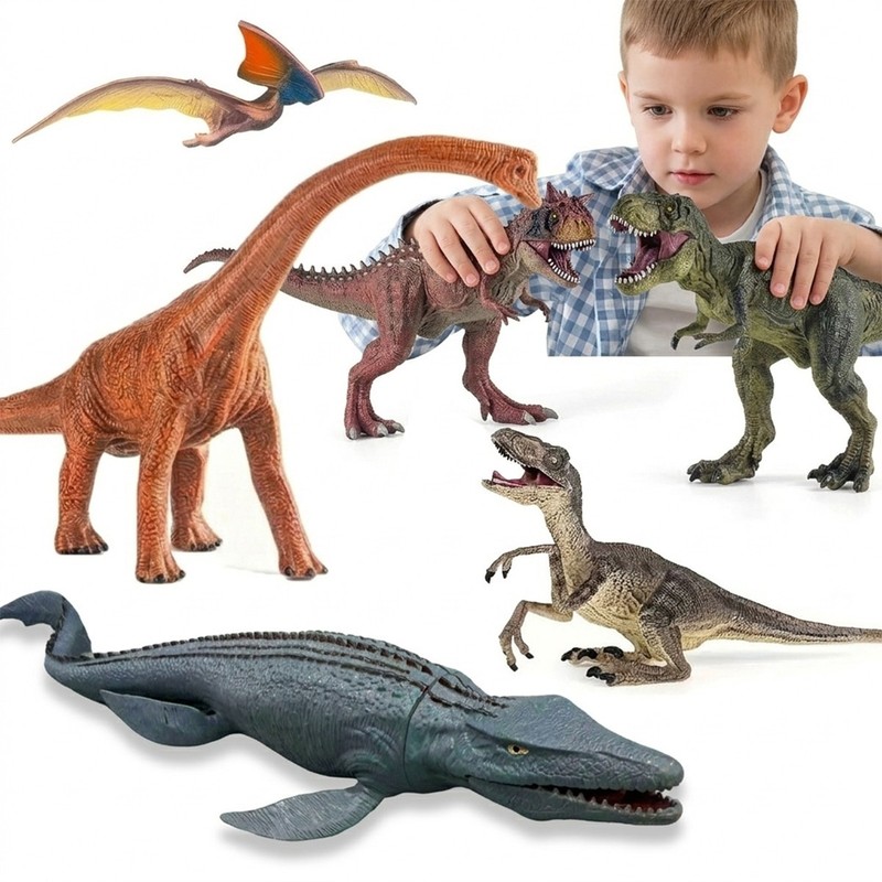 6PCS Large Realistic Durable Dinosaur Toys set /w Movable Jaws