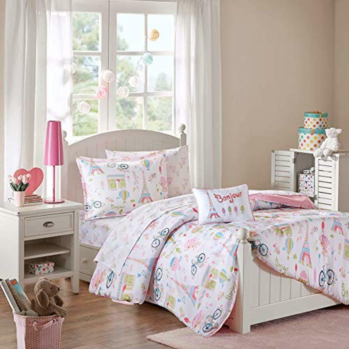 Mi Zone Kids Bonjour Twin Comforter Sets For Girls Pink French