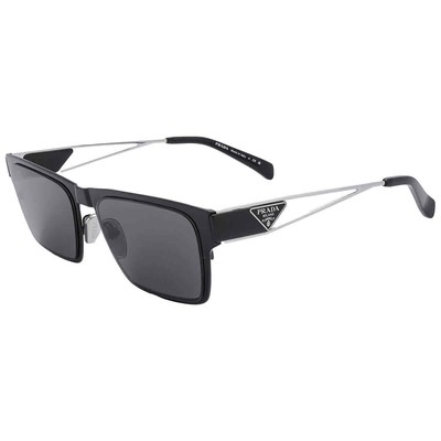 Pre-owned Prada Dark Grey Rectangular Men's Sunglasses Pr 71zs 1bo5s0 56 Pr 71zs 1bo5s0 56 In Gray