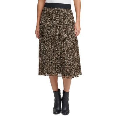 

Женская плиссированная юбка миди с принтом DKNY BHFO 1225, Camel black multi