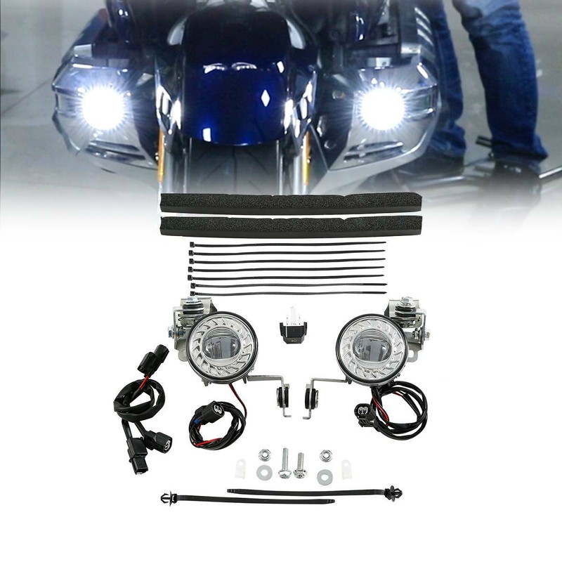 LED Fog Lights W/ Attachment Kit For Honda Goldwing 1800 GL1800 2018