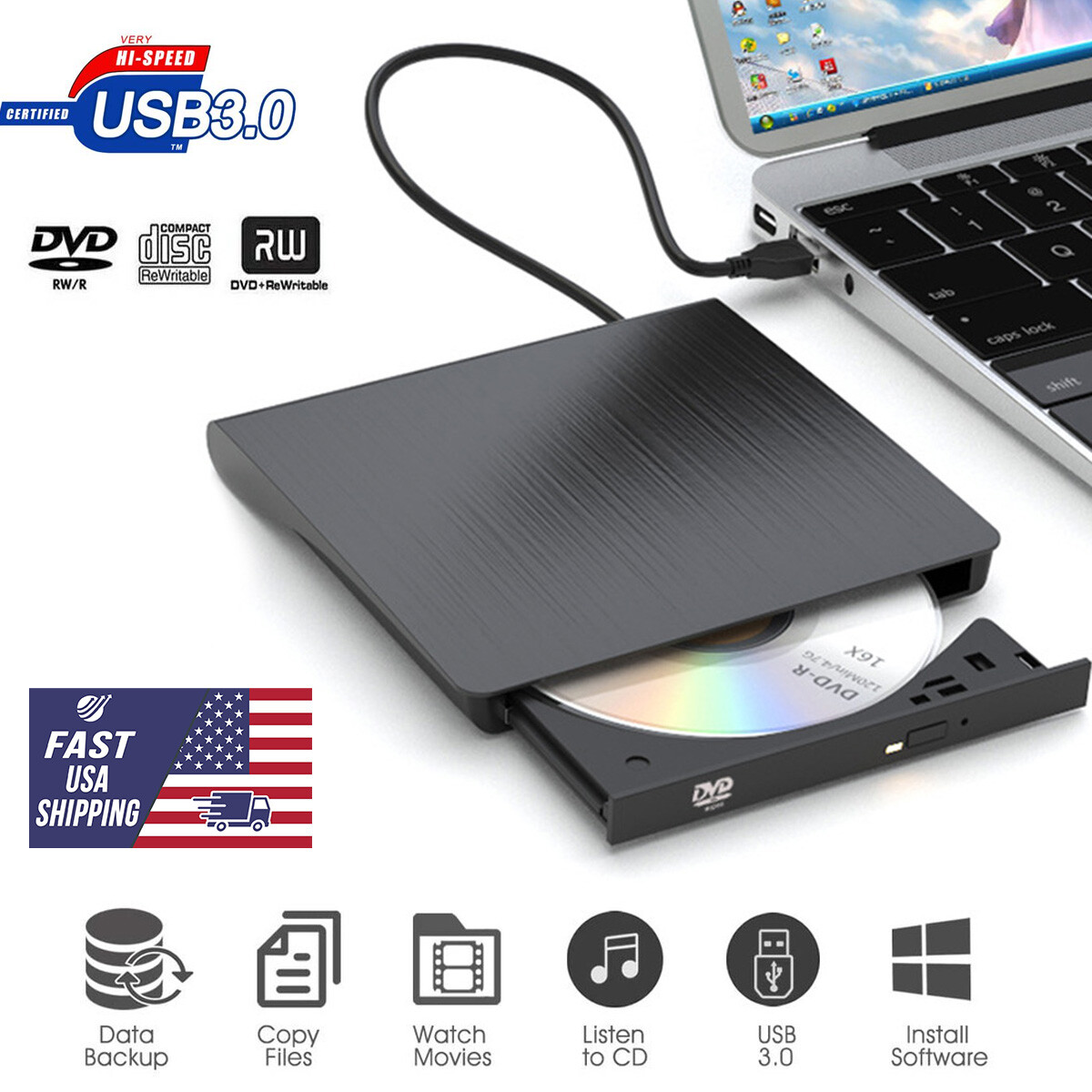 Burner Reader For Laptop Desktop Pc Us