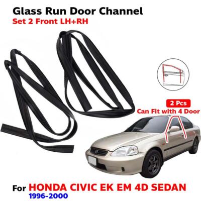 Glass Run Door Channel Front LH+RH Set 2 Fits Honda Civic EK 4D Sedan 1996-00
