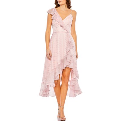 

Женское полуформальное платье миди цвета металлик Mac Duggal BHFO 5159, Blush/gold