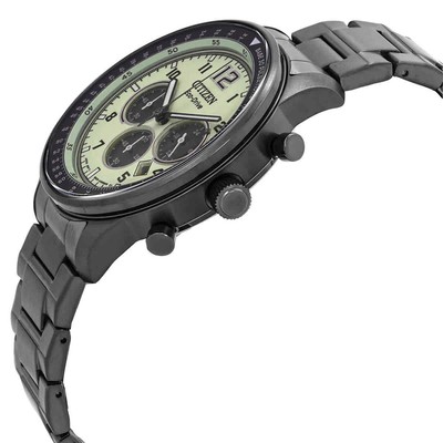 Pre-owned Citizen Chronograph Eco-drive Green Dial Men's Watch Ca4507-84x