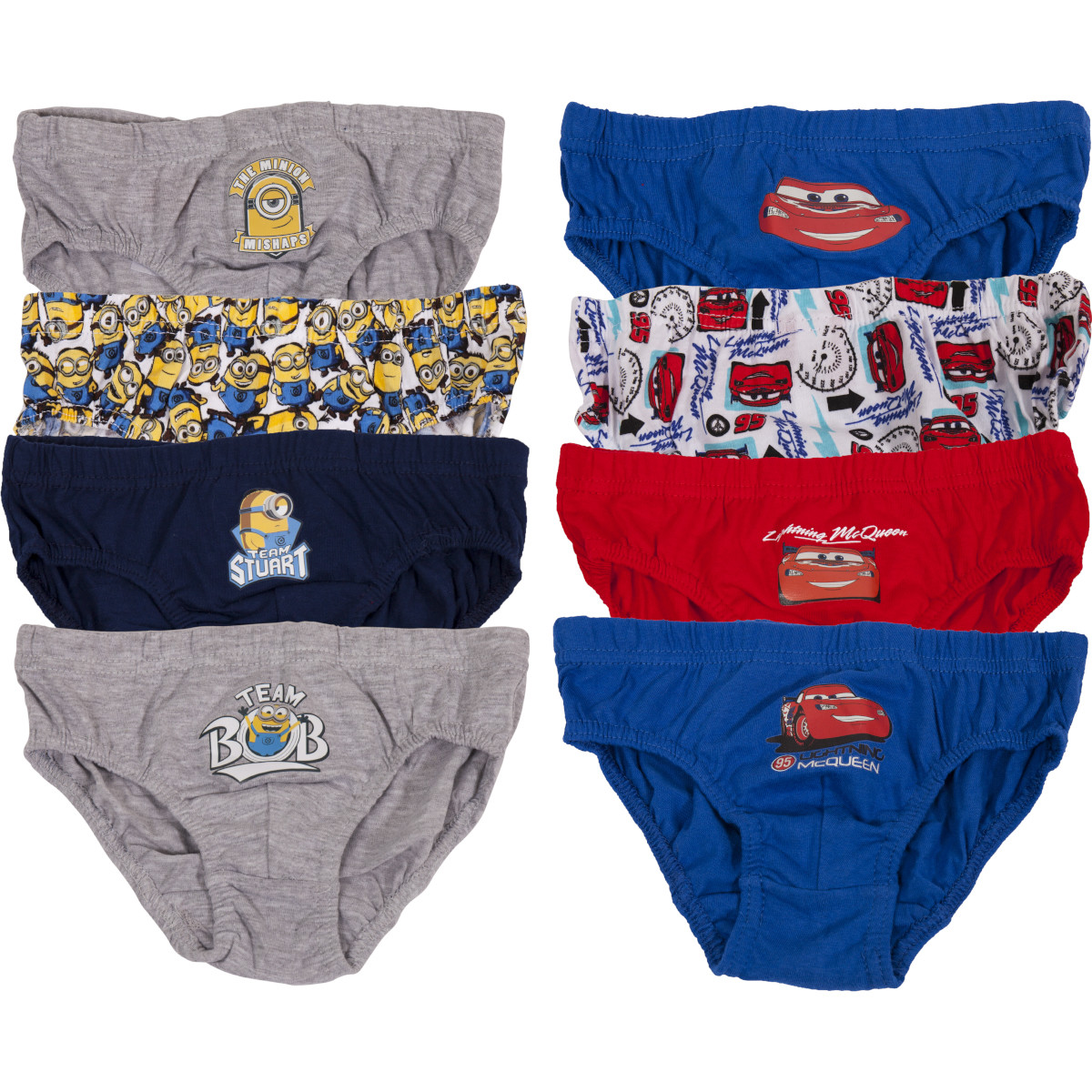 Cars &amp; Minions Childrens Kids Underwear Boys Boxers Briefs Pants 6-12 Pairs Pack | eBay
