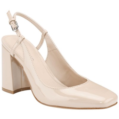 Marc Fisher Womens Valana Beige Patent Pumps Shoes 8.5 Medium (B,M) BHFO 2284